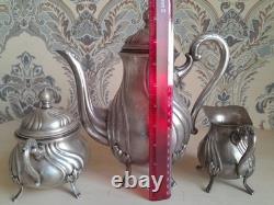 Vintage Set Coffee Pot, Milk Jug, Sugar Bowl, USSR Melchior 1980s