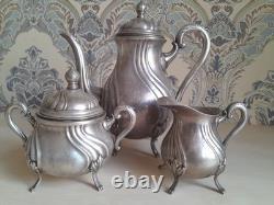 Vintage Set Coffee Pot, Milk Jug, Sugar Bowl, USSR Melchior 1980s