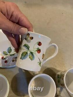 Vintage Set James Kent Old Foley Strawberry Staffordshire Tea Coffee Cups Plates