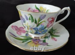Vintage Set Six Cups & Saucers Iris Flowers Fine China Tea Coffee Royal Standard