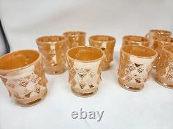 Vintage Set of 12 Fire King Kimberly Diamond Peach Lustre Mugs EXCELLENT SHAPE