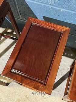 Vintage Set of 4 Hand Made Elm Wood Nesting Tables Occasional Coffee Table Asian