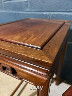 Vintage Set of 4 Hand Made Elm Wood Nesting Tables Occasional Coffee Table Asian