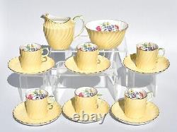 Vintage Set of 6 Aysnely 1545 Demitasse Cups & Saucer, Creamer & Sugar Floral