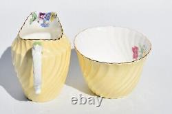 Vintage Set of 6 Aysnely 1545 Demitasse Cups & Saucer, Creamer & Sugar Floral