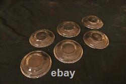 Vintage Set of 6 Coffee Cup Dishes Glass Clear Made in Egypt Stamped Dishes Rare