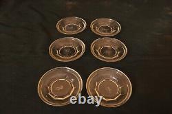 Vintage Set of 6 Coffee Cup Dishes Glass Clear Made in Egypt Stamped Dishes Rare