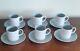 Vintage Set Of Six Susie Cooper Blue & White Polka Dot Coffee Cups & Saucers