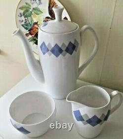 Vintage Shelley'Blue Harlequin' Coffee set with extra cup