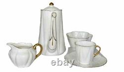 Vintage Shelley Fine Bone China Regency Coffee Set White Gold Trim Dainty
