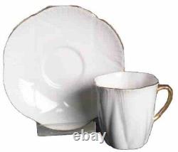 Vintage Shelley Fine Bone China Regency Coffee Set White Gold Trim Dainty