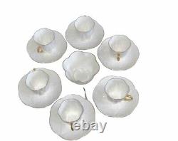 Vintage Shelley Fine Bone China Regency Coffee Set White Gold Trim Dainty