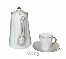 Vintage Shelley Fine Bone China Regency Coffee Set White Gold Trim Dainty