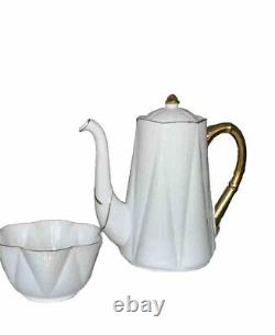 Vintage Shelley Fine Bone China Regency Coffee Set White Gold Trim Dainty