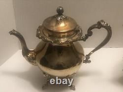 Vintage Sheridan Silver on Copper Coffee & Tea Set with Footed Tray 6 Pieces