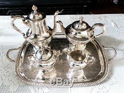 Vintage Silver Plate Tea Coffee Set With Tray And Dust Bags Poole Silver Co