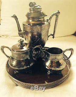 Vintage Silver Plated Coffee Set with Tray- 4 pc. EG Webster&Son- 19 C