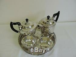 Vintage Silver Tea & Coffee Set on Tray Viners Silver Plate Art Nouvea c. 1910