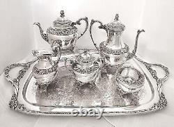 Vintage Silverplate Tea Set Coffee Service Heritage Rogers Bros Full Set 6 Pcs