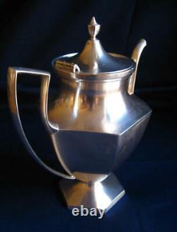 Vintage Silverplated Art Deco Set Tea/Coffee Pot Sugar Bowl with Lid & Creamer