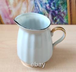 Vintage Soviet Porcelain Snowdrop Coffee Set White, Golden Trim, 14 pcs