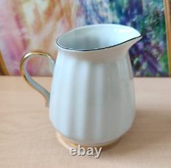 Vintage Soviet Porcelain Snowdrop Coffee Set White, Golden Trim, 14 pcs