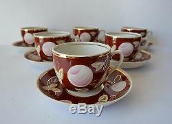 Vintage Soviet Verbilki Bone China Tea USSR Porcelain Coffee Set 14 Pc
