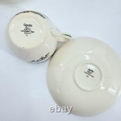 Vintage Spode Christmas Tree Set 12 Coffee Tea Cup & Saucer Green Trim England