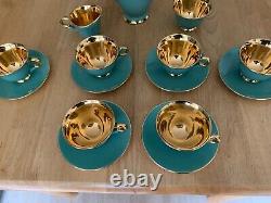 Vintage Stavangerflint Norway Green/Gold Coffee/Tea Set