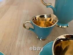Vintage Stavangerflint Norway Green/Gold Coffee/Tea Set