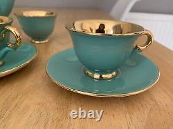 Vintage Stavangerflint Norway Green/Gold Coffee/Tea Set