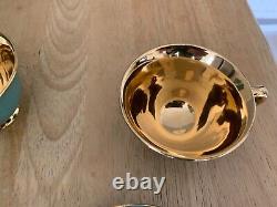 Vintage Stavangerflint Norway Green/Gold Coffee/Tea Set