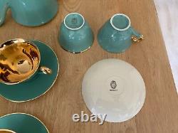 Vintage Stavangerflint Norway Green/Gold Coffee/Tea Set