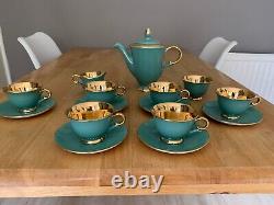 Vintage Stavangerflint Norway Green/Gold Coffee/Tea Set