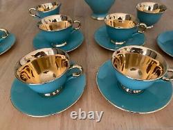 Vintage Stavangerflint Norway Green/Gold Coffee/Tea Set