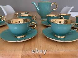 Vintage Stavangerflint Norway Green/Gold Coffee/Tea Set