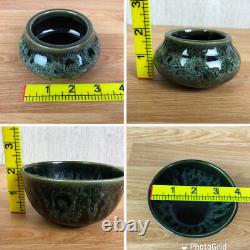 Vintage Studio Pottery 5 Piece Coffee Set Green Drip Glaze Mid Century MCM