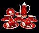Vintage Susie Cooper Coffee Set For 6 People / Red & White Swirls / Antique