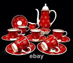 Vintage Susie Cooper Coffee Set for 6 people / Red & White Swirls / Antique