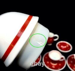 Vintage Susie Cooper Coffee Set for 6 people / Red & White Swirls / Antique