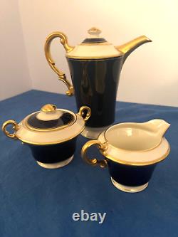 Vintage Syracuse Queen Anne cobalt ivory coffee set NO FLAWS