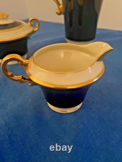 Vintage Syracuse Queen Anne cobalt ivory coffee set NO FLAWS