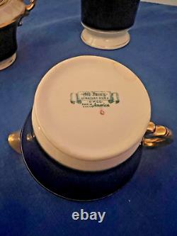Vintage Syracuse Queen Anne cobalt ivory coffee set NO FLAWS