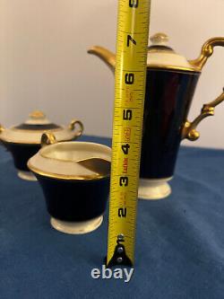 Vintage Syracuse Queen Anne cobalt ivory coffee set NO FLAWS