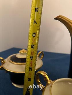 Vintage Syracuse Queen Anne cobalt ivory coffee set NO FLAWS