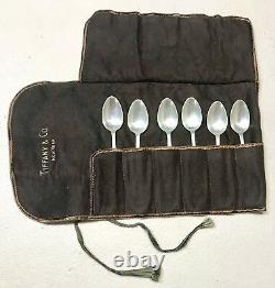 Vintage Tiffany NY Sterling Silver Coffee Desert Spoons Case Set 6 Mint Gift