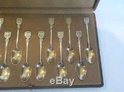 Vintage Tiffany ZODIAC Sterling Silver Coffee Spoons, Cased Set/12