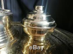 Vintage Tray Coffee Set Islamic Copper HANDMADE Middle Eastern Arabic 3 Cups