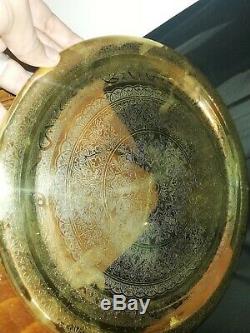 Vintage Tray Coffee Set Islamic Copper HANDMADE Middle Eastern Arabic 3 Cups