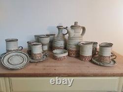 Vintage Tremar Cornish pottery 19 pieces, 15 piece coffee set 4 piece wine set